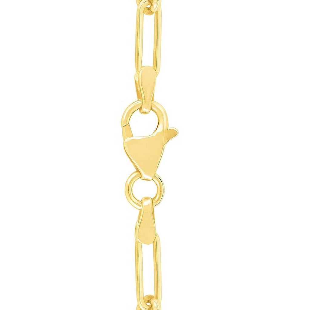 14k Yellow Gold High Polish Circle Disc Paperclip Link Necklace