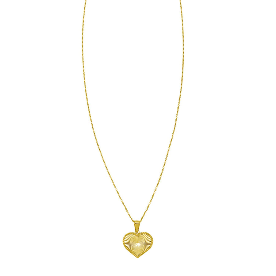 14K Yellow Gold Radiating Heart Necklace