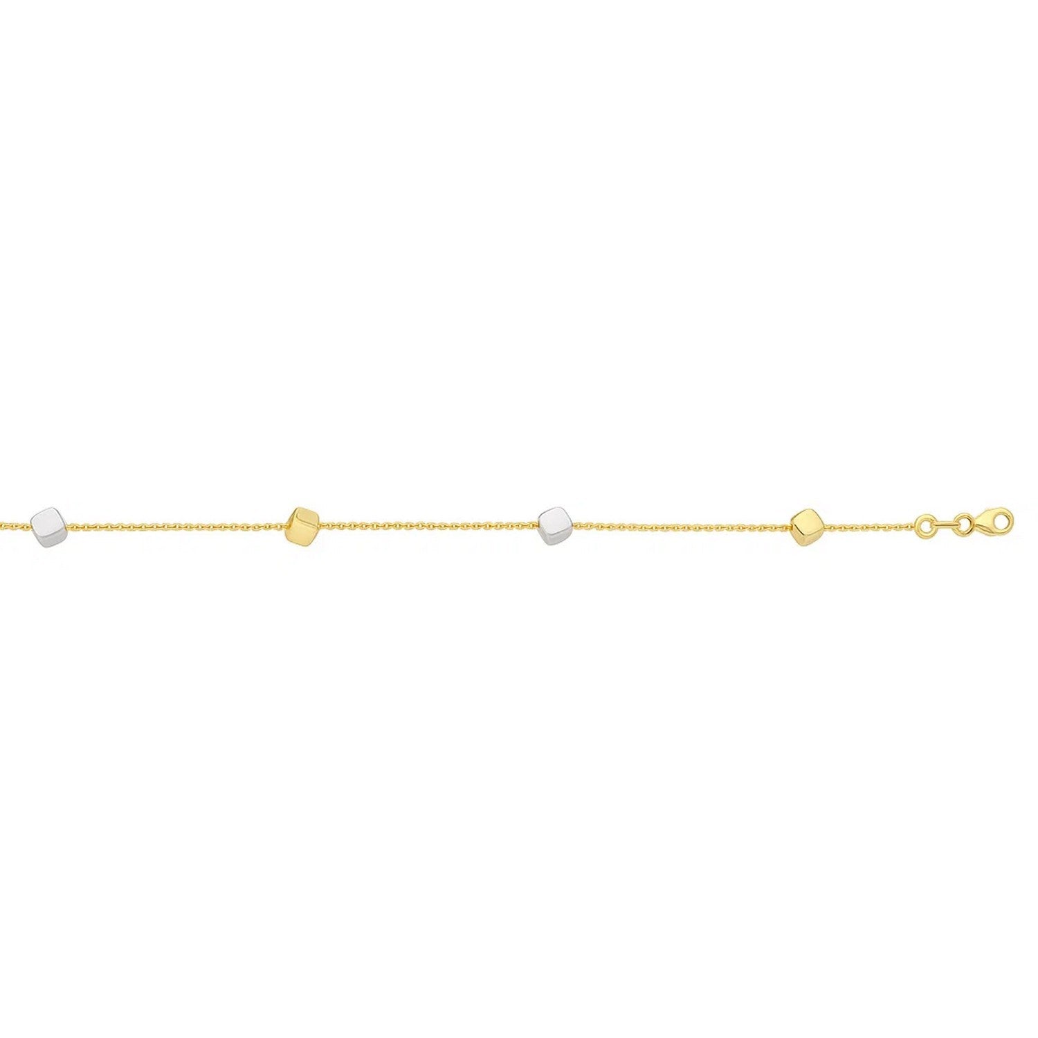 14k Two Tone Gold Bracelet with Polished Cubes