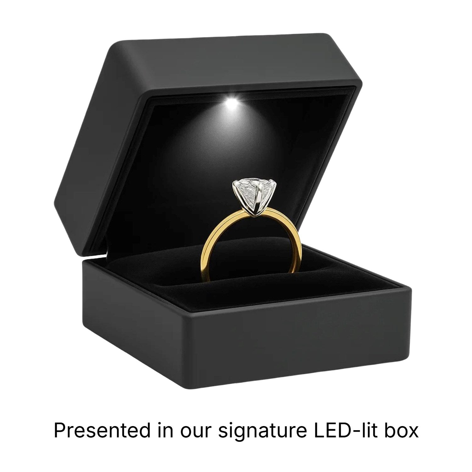 1 Carat Princess Lab Grown IGI G/VS1 Diamond Solitaire Ring in 14K Yellow Gold
