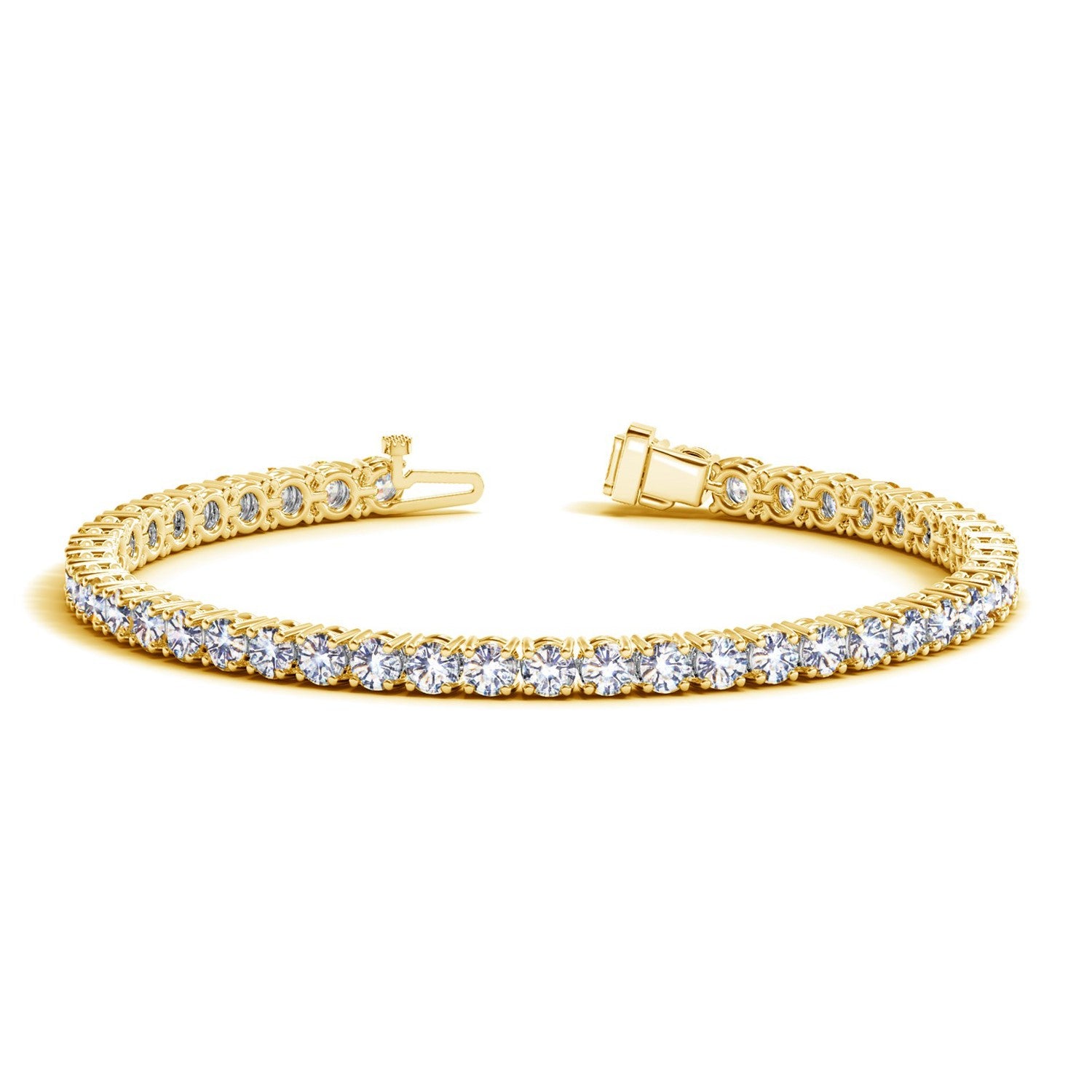 Lab Grown Round Diamond Tennis Bracelet in 14k Yellow Gold (8 Carat Total Weight)