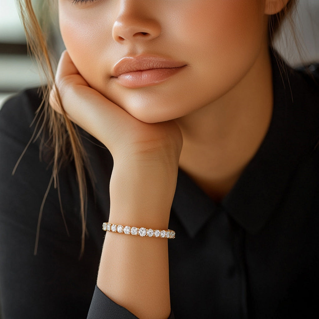 Lab Grown Round Diamond Tennis Bracelet in 14k Yellow Gold (8 Carat Total Weight)