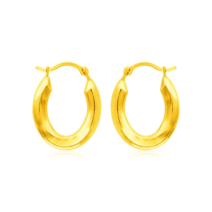 14k Yellow Gold Polished Oval Hoop Earrings