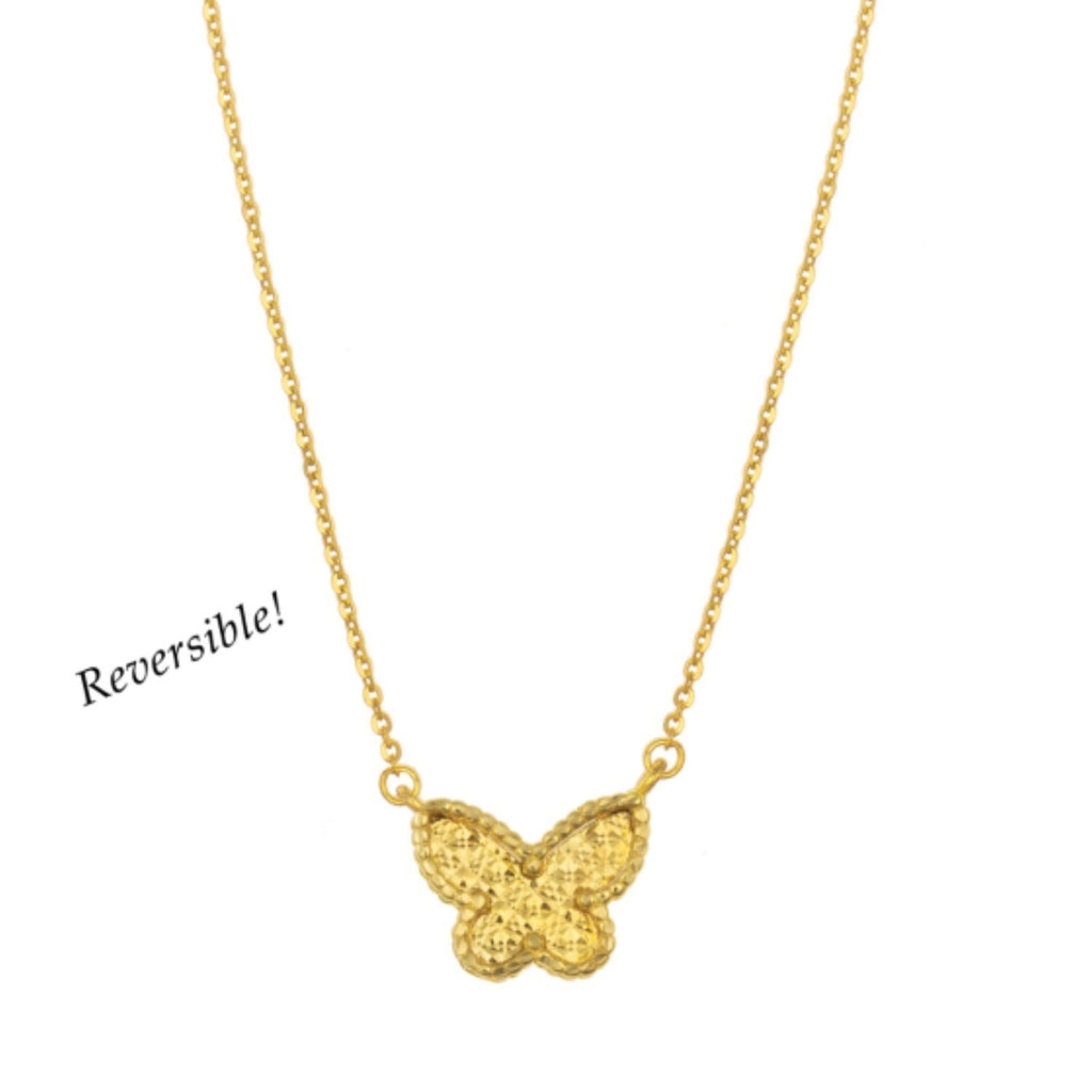 14K Yellow Gold Primavera Malachite Butterfly Necklace