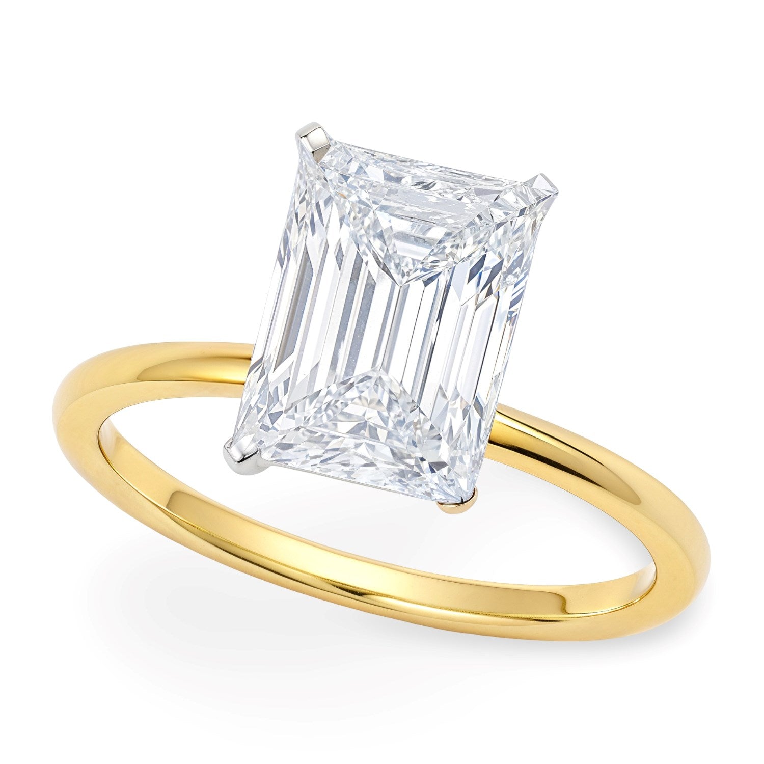 5 Carat Radiant Lab Grown Diamond Solitaire Ring in 10K Yellow Gold