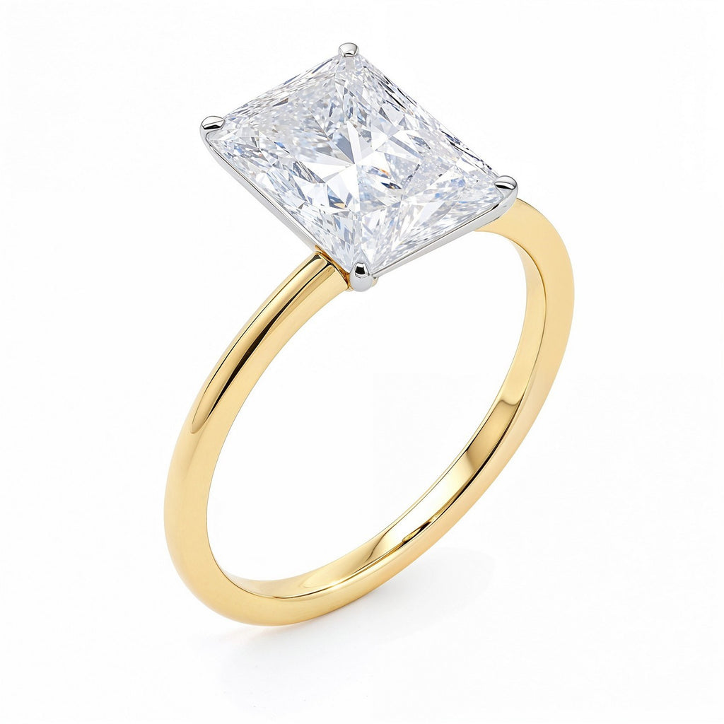 5 Carat Radiant Lab Grown Diamond Solitaire Ring in 10K Yellow Gold