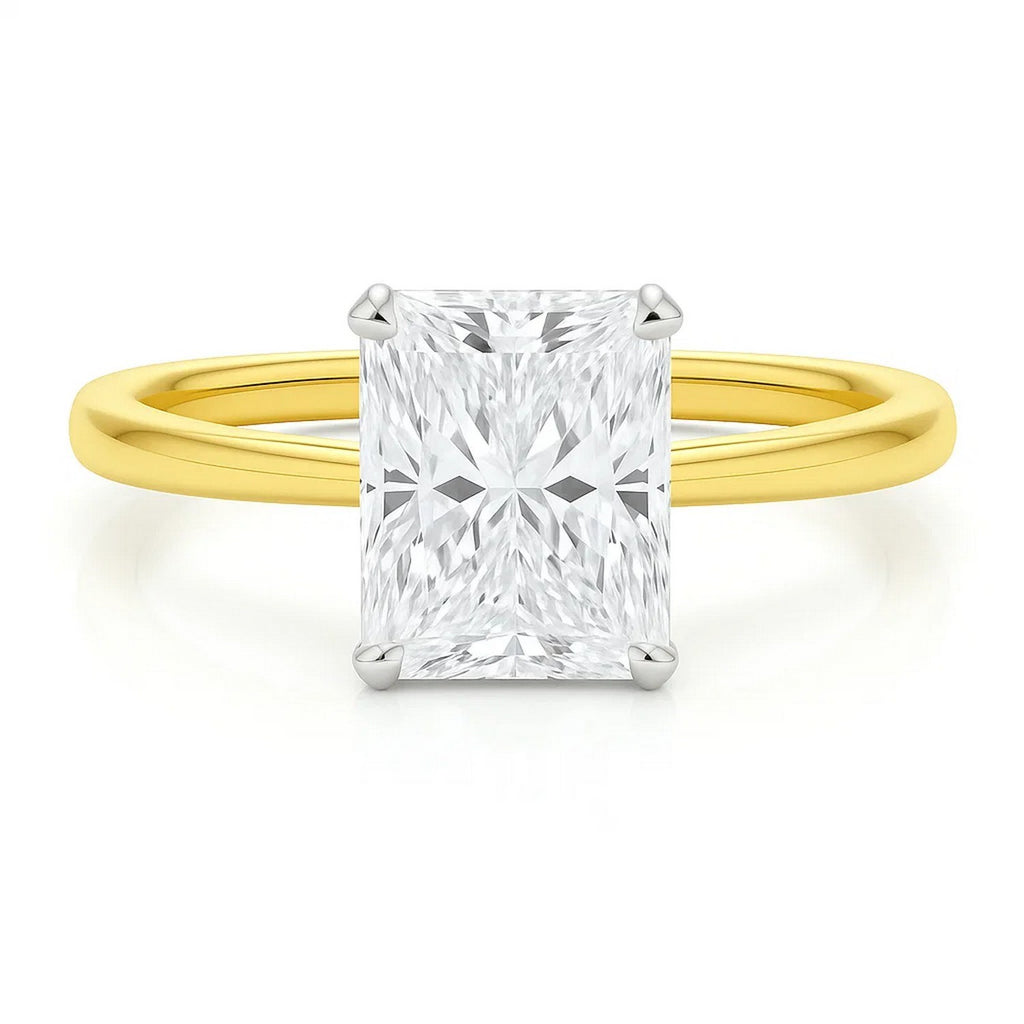 5 Carat Radiant Lab Grown Diamond Solitaire Ring in 10K Yellow Gold