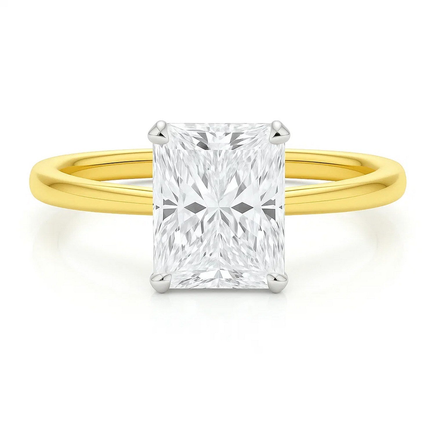 5 Carat Radiant Lab Grown Diamond Solitaire Ring in 10K Yellow Gold